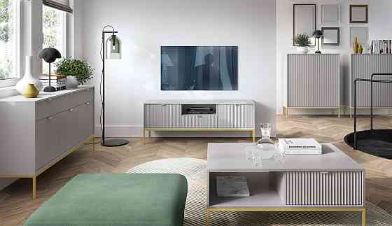 Комод Perfect Home Нова / Nova 3-дверний з 3 шухлядами і золотими ніжками KSZ154 Сірий (PFH-091243) Дніпро