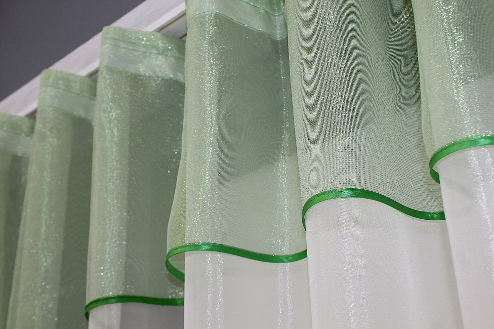 Гардина кухонная VR-Textil № 036к арка 280х170 см Молочный с салатовым (50-370) Киев - изображение 3