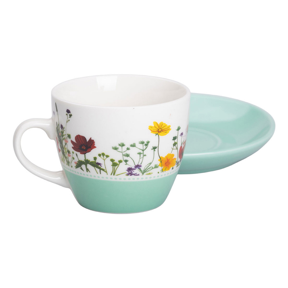 Liling Rongxiang Ceramic порцелянова чашка з блюдцем 250 мл з квітами Зелена RX-N24723GR Киев - изображение 2