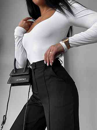 Жіночі базові стильні штани палаццо Чорний, 44 Одеса