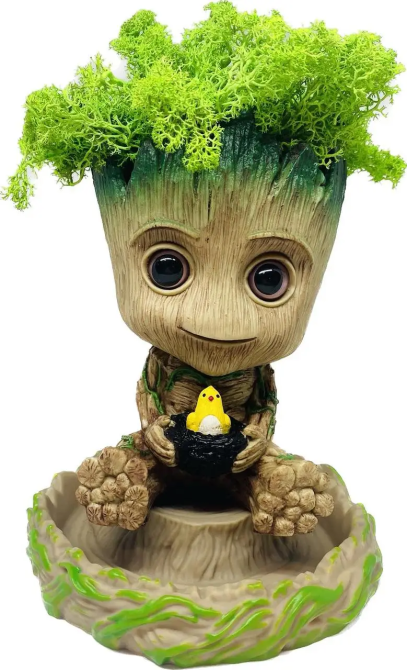 Горщик Грут Groot G9 Малюк з птенцем + стабілізований мох (Рожевий) Вінниця - фото 8