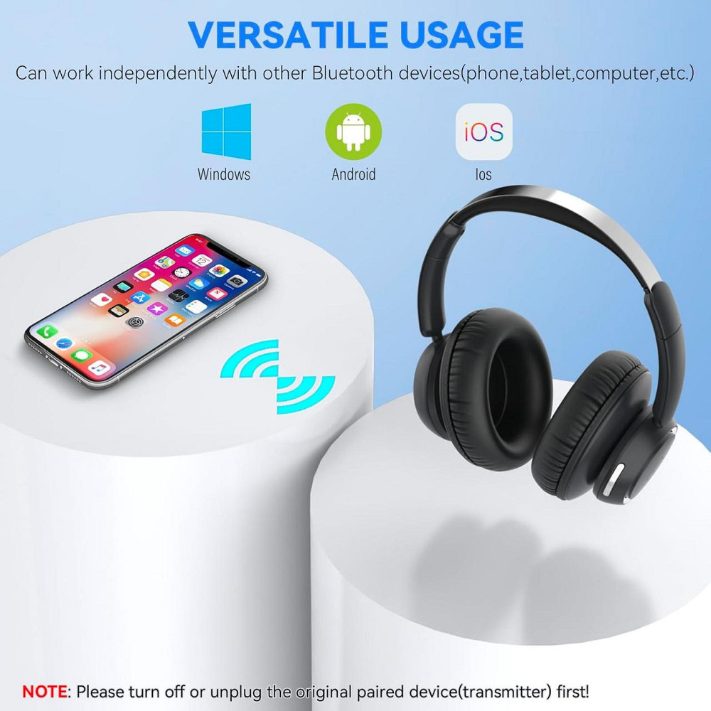 Наушники беспроводные накладные для телевизора с базой-трансмиттером, Bluetooth, гарнитура для просмотра ТВ Киев - изображение 8