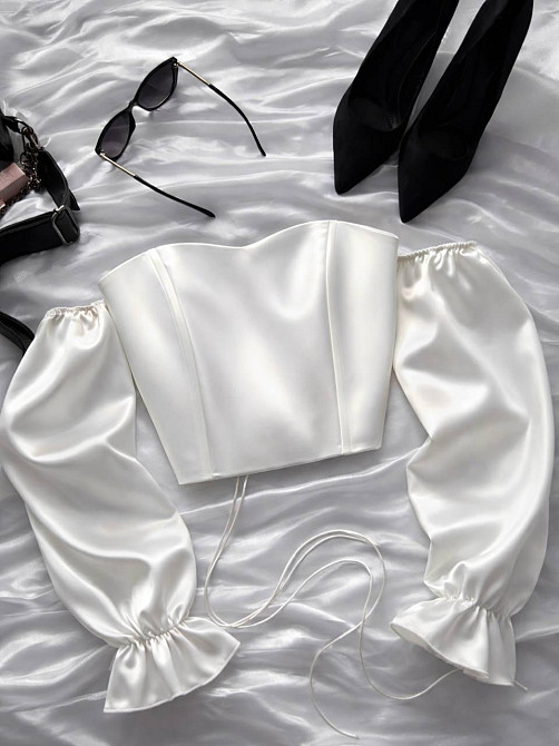 Жіночий романтичний привабливий укорочений корсет атлас Scarlet Одеса - фото 3