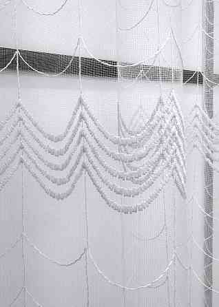 Тюль VR-Textil 1890т Фатин с вышивкой и люрексом Холодный белый 300х150 см (40-257) Киев