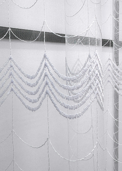 Тюль VR-Textil 1890т Фатин с вышивкой и люрексом Холодный белый 300х150 см (40-257) Киев - изображение 5