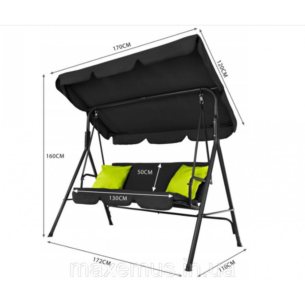 Садовые качели Botro B703 A с навесом и подушками качели для сада и дачи серая с салатовыми подушками Мостиська - фото 15