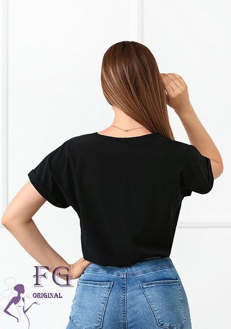 Літня блузка футболка вільного крою "Moment" оптом | Норма і батал Чорний, 46-48 Київ - фото 2