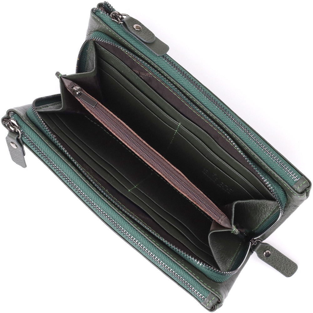 Красивий шкіряний гаманець на три відділення ST Leather 23110 Зелений Київ - фото 6