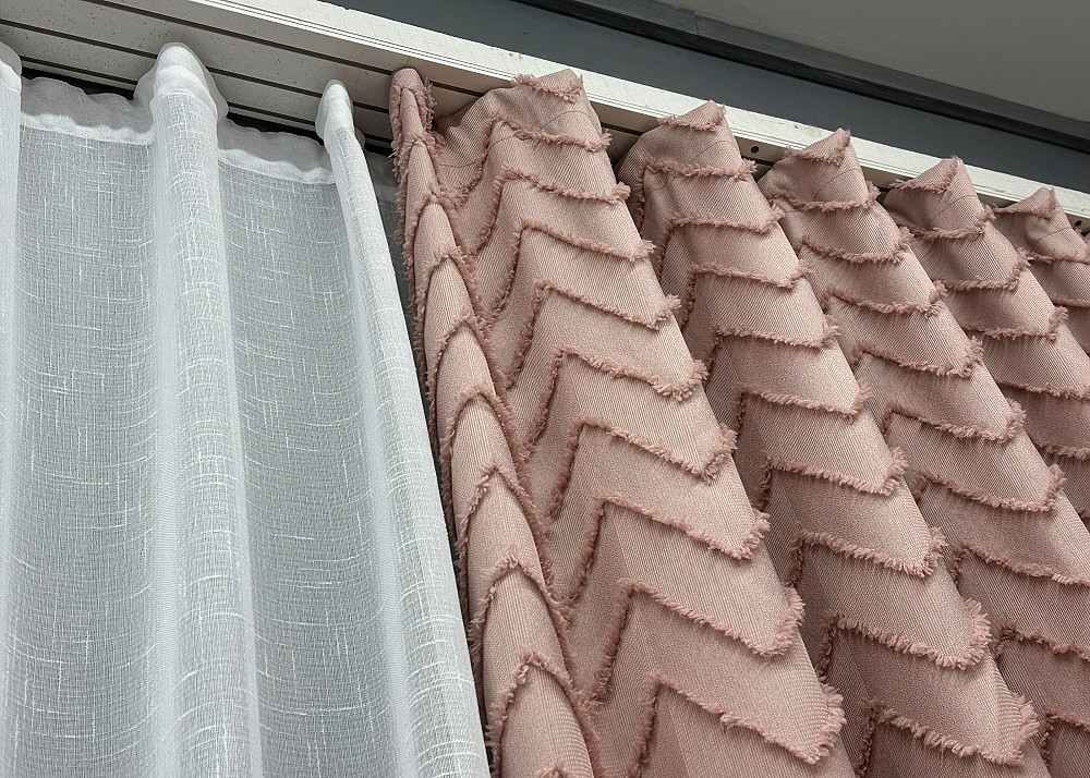 Комплект штор VR-Textil Лен Букле 150х270 2шт и Тюль 600х270 1811ш-115т Пудровый с белым 71-046/5 Киев - изображение 8