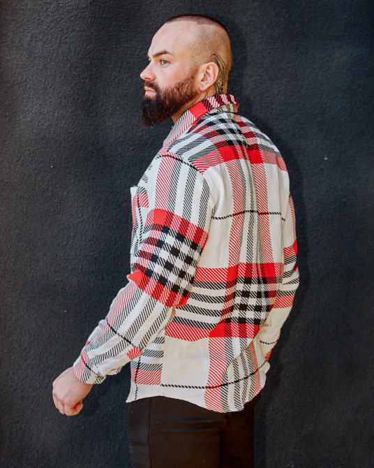 Тепла чоловіча сорочка Мадрид Біло-червоний XXL Харків - фото 1