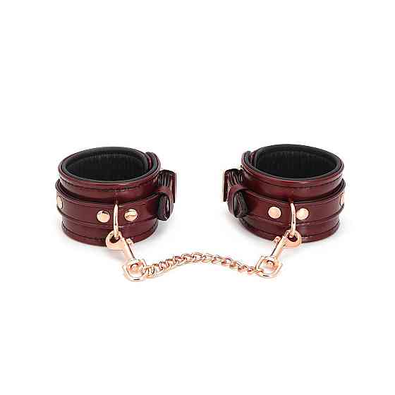 Шкіряні поножі Liebe Seele Wine Red Ankle Cuffs, знімний ланцюжок-кріплення Sex Aura Київ