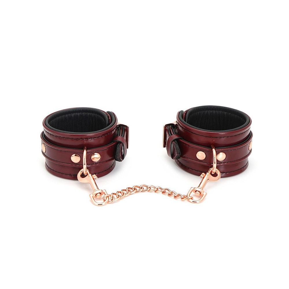 Шкіряні поножі Liebe Seele Wine Red Ankle Cuffs, знімний ланцюжок-кріплення Sex Aura Київ - фото 2