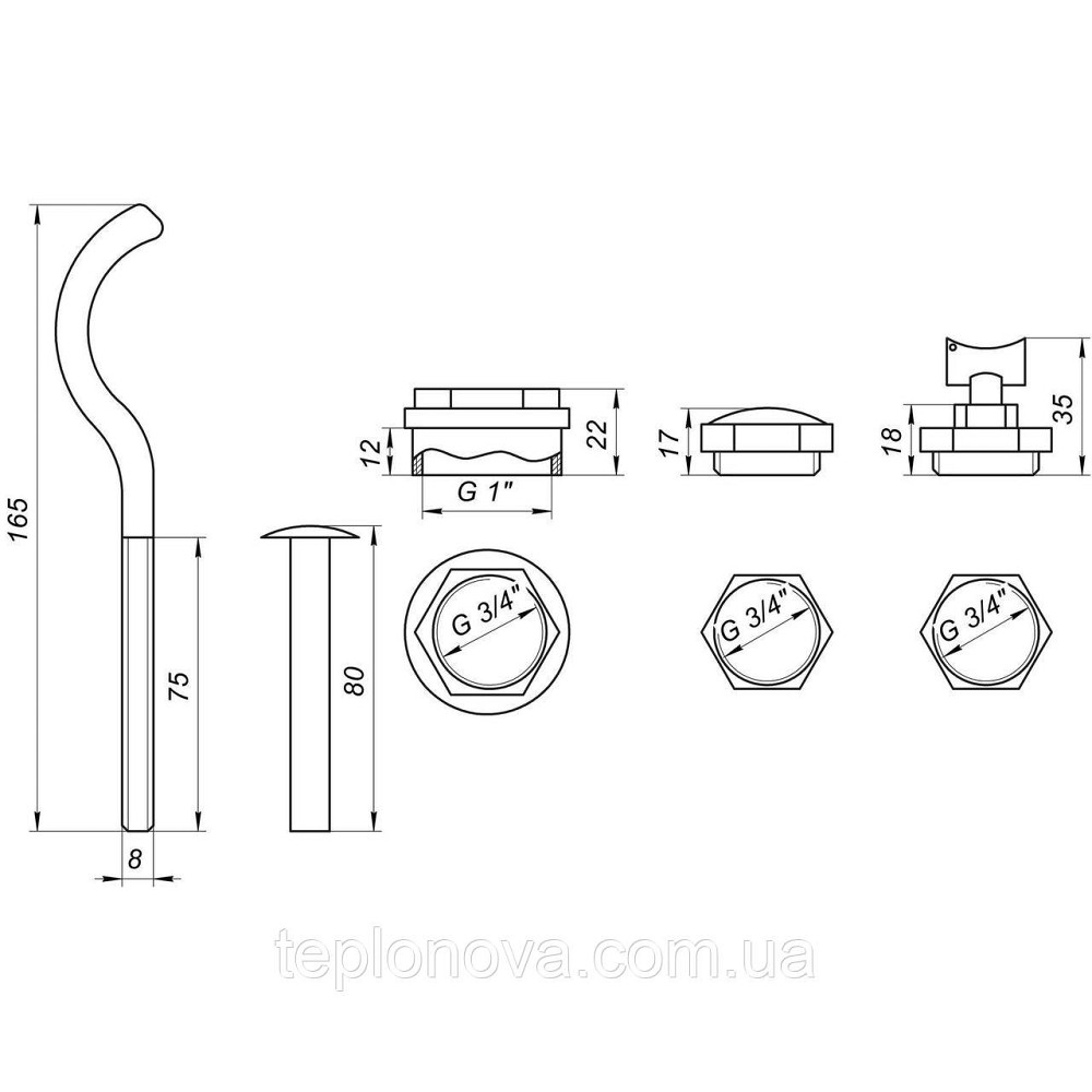 Комплект футорок секционного радиатора CRISTAL NR-2014 3/4″с 2-кронштейнами (HT 405) Черновцы - изображение 3