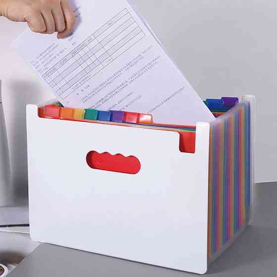 Папка-органайзер для хранения документов и файлов формат А4 на 12 отделений,,с цветными вкладками,черная 330x240x20 мм Каменец-Подольский