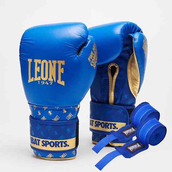 Боксерські рукавиці Leone GN220 DNA Blue 10 унцій (бинти 4 м. у комплекті) Кам'янське