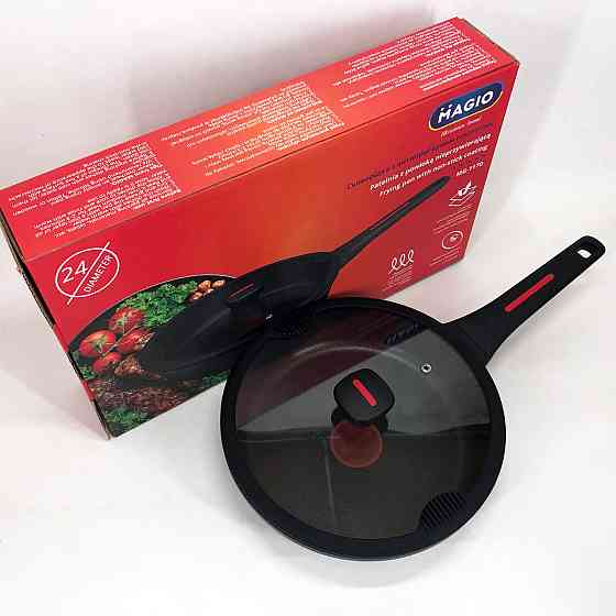 Сковорода якісна на плиту Magio, Сковорода зручна на кухню з товстим дном DU-33 Івано-Франківськ