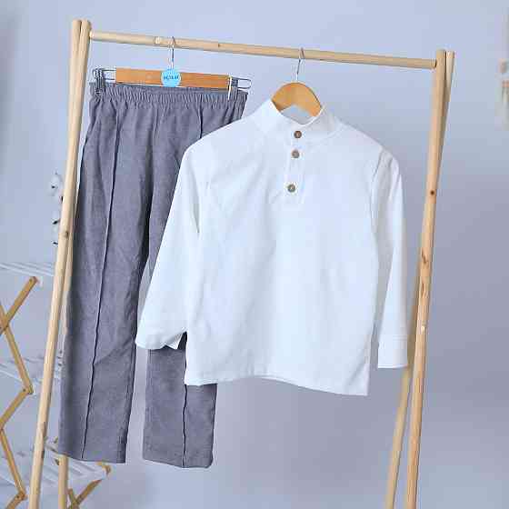 Святковий вельветовий костюм біла сорочка+сірі штани для хлопчика Кам'янець-Подільський