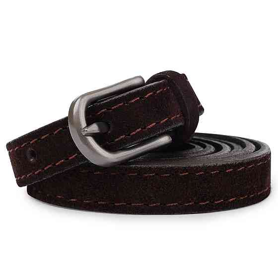 Тонкий замшевый ремень для женщин Vintage 20773 Темно-коричневый Киев