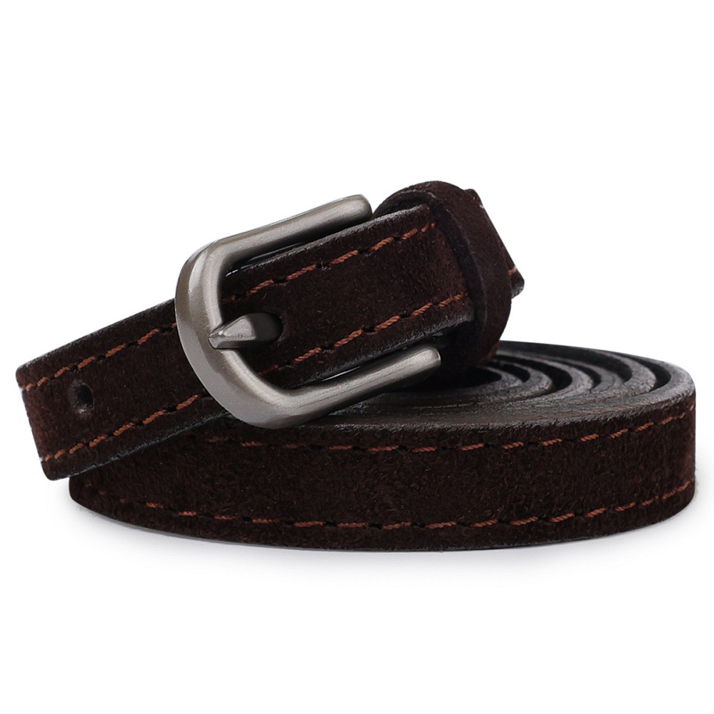 Тонкий замшевий ремінь для жінок Vintage 20773 Темно-коричневий Київ - фото 5