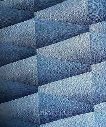 Шпалери вінілові на флізелін Rasch Composition 0,53х10 геометрія смуги фігури сині сірі металік 3д Київ