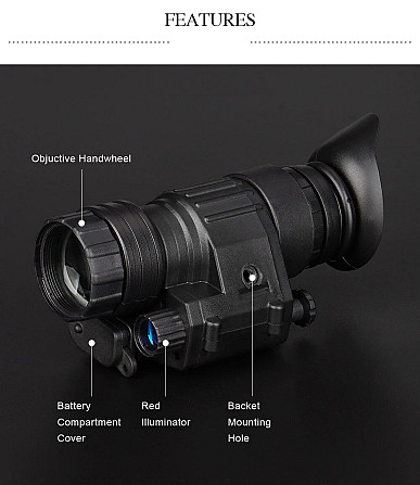 Тактический монокуляр ночного видения Night Vision PVS-14 + адаптер на шлем L4G24 + J-arm Mount + Рог дугой Винница - изображение 4