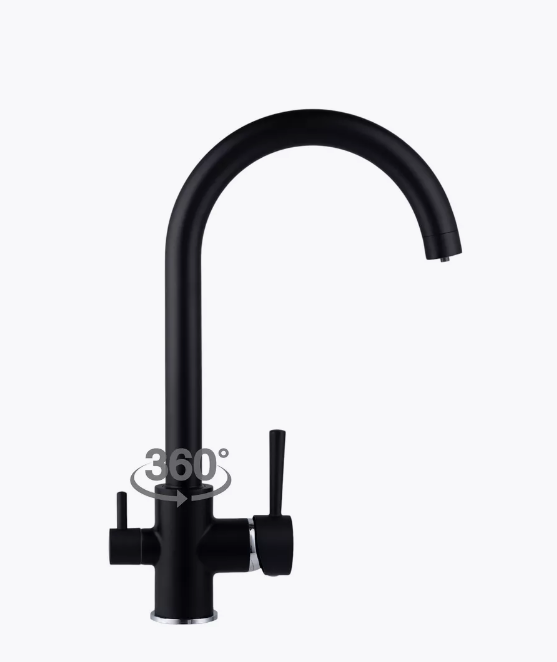 Змішувач для кухні з під'єднанням під фільтр Mixxus Premium Mafin 021 (Black) чорний латунь (MI5931) Чернівці - фото 3