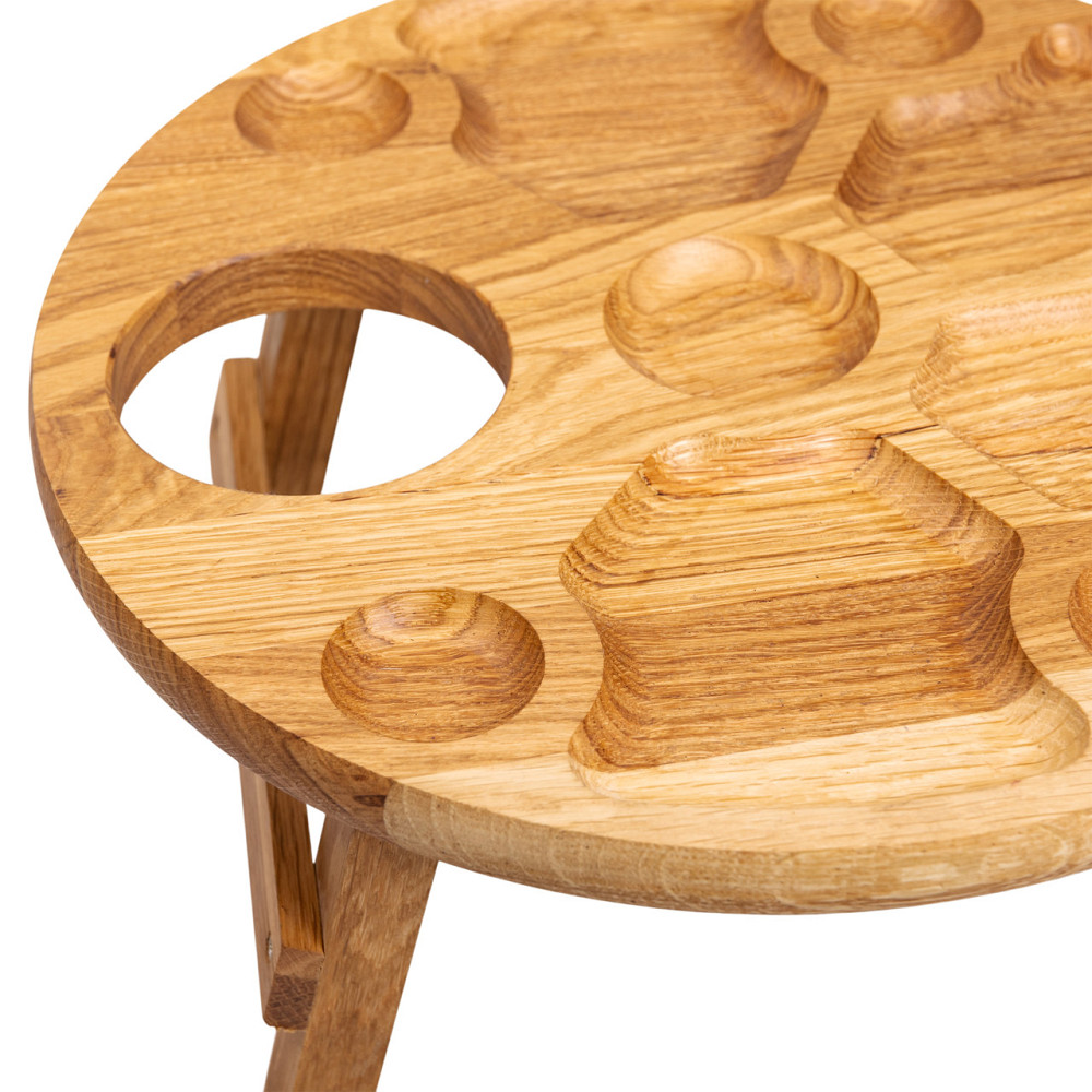 Lugi Винний столик-менажниця з дерева 35 см круглий на ніжках дуб Київ - фото 7