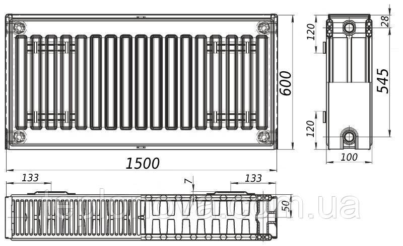 Радіатор сталевий панельний KALITE 22 бок 600х1500 Чернівці - фото 3