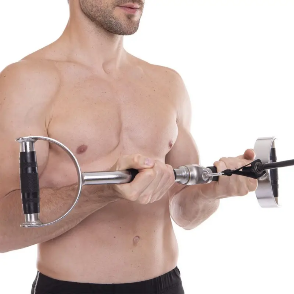 Ручка для верхньої тяги York Fitness 60см з паралельним хватом вигнута з гумовими рукоятками, хром Киев - изображение 7