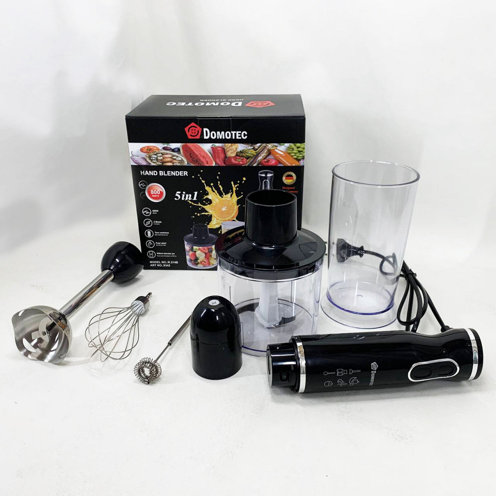 Занурювальний блендер ручний DOMOTEC R.314B 5в1 з 3 насадками і чашею, потужність 800Вт Одеса - фото 6