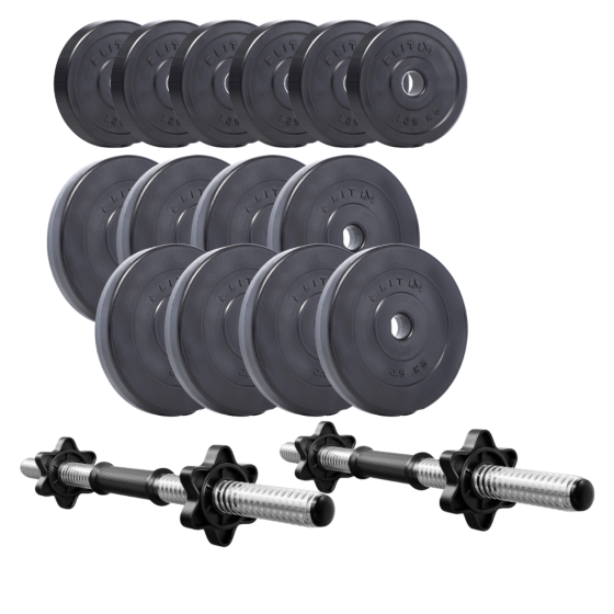 Набір дисків композитних Elitum Titan 29 кг гантелі для силових тренувань 2 грифи 30 мм, ABS-пластик Київ