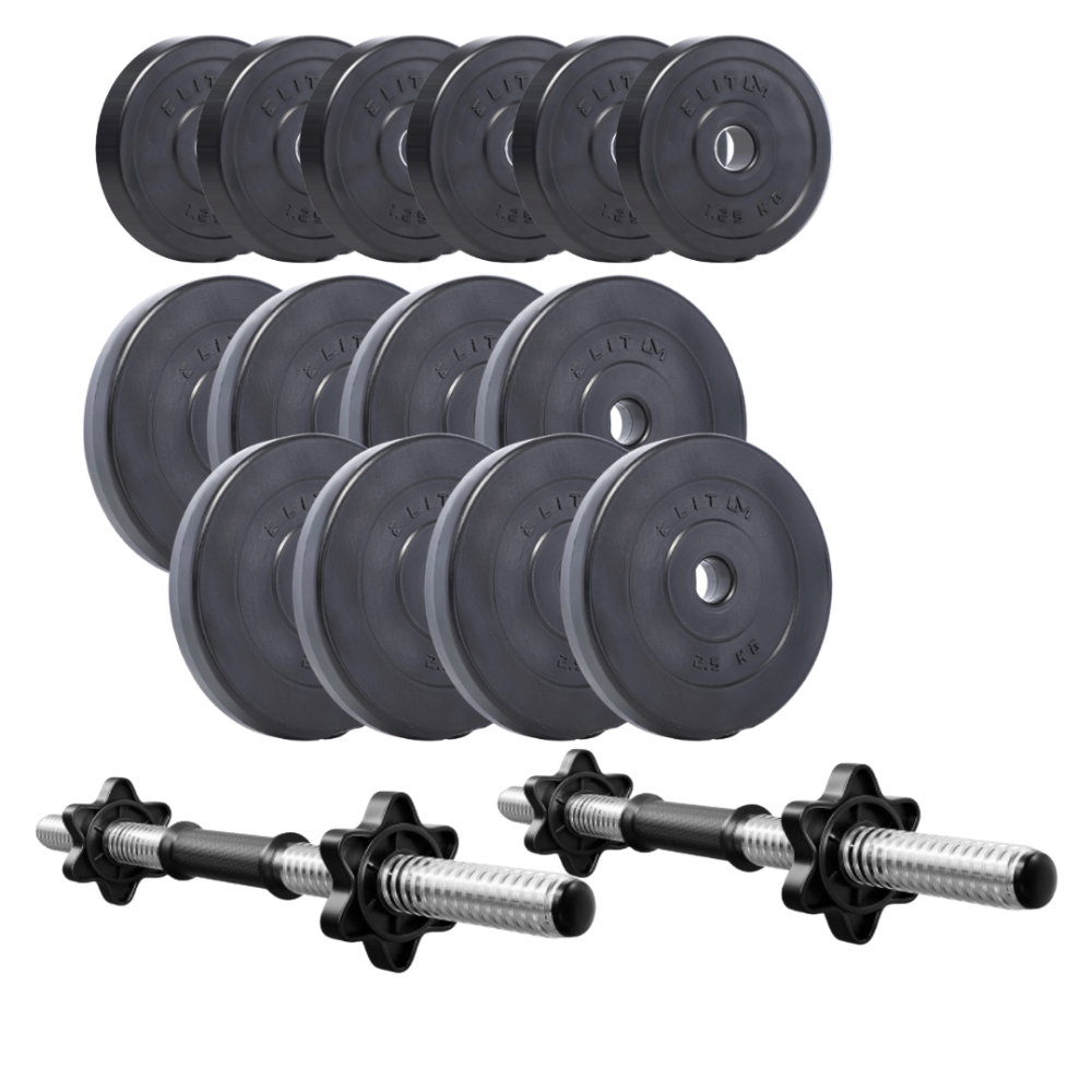 Набір дисків композитних Elitum Titan 29 кг гантелі для силових тренувань 2 грифи 30 мм, ABS-пластик Київ - фото 2
