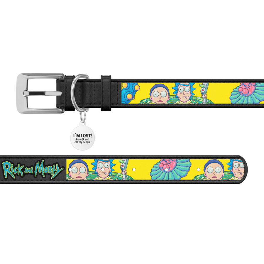 Нашийник для собак шкіряний WAUDOG Design з QR-паспортом, малюнок "Рік і Морті 1", XS, Ш 12 мм, Д 20-28 см, Вінниця - фото 3