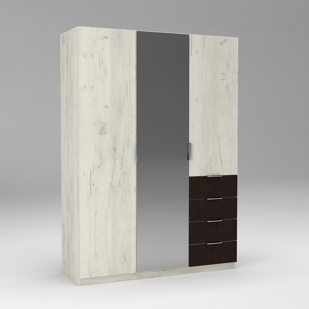 Шкаф Кристалл 2, Дуб Крафт Белый/Венге Магия, 1500х520х2100 Львов - изображение 3
