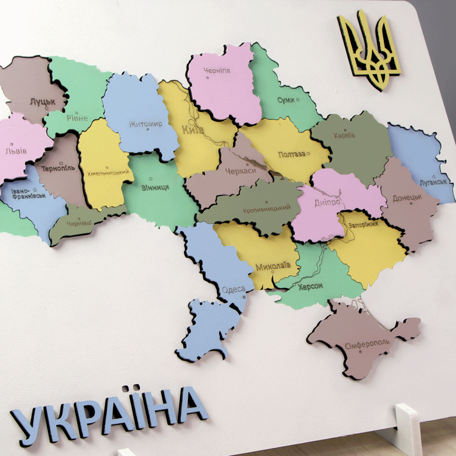 Набір Мапа України 3D пастельні кольори МДФ 24 5х18 5см ROSA TALENT Київ - фото 3