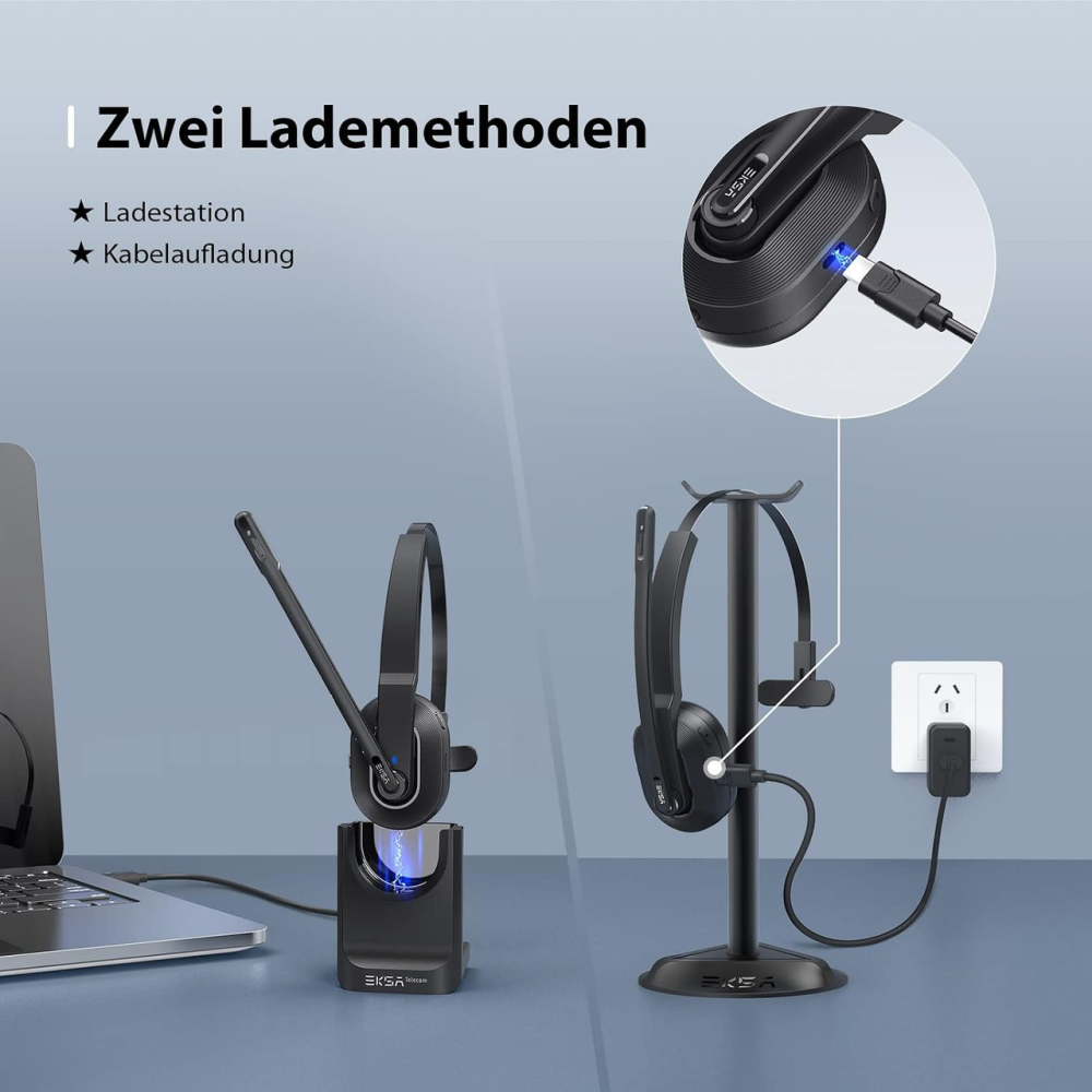 Беспроводная гарнитура EKSA H5 Bluetooth 5.0, USB-адаптер, AI ENC шумоподавление микрофона, до 45 ч, для ПК и офиса Киев - изображение 9