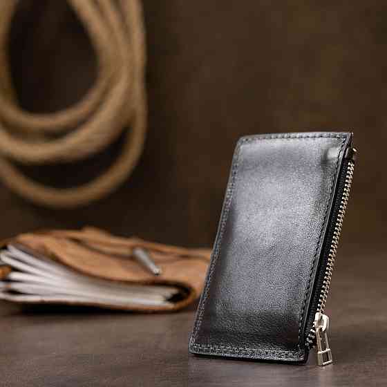 Шкіряний невеликий картхолдер GRANDE PELLE 11399 Чорний Київ