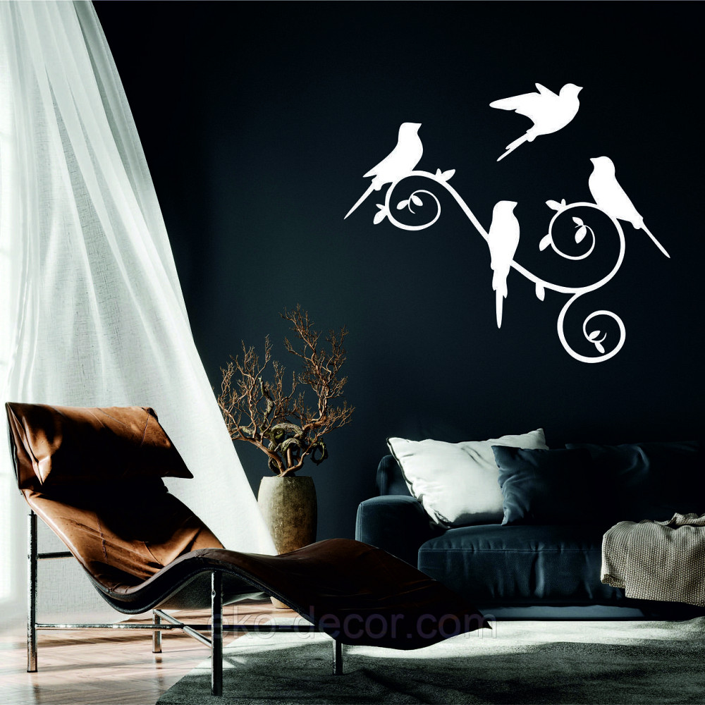 Декоративне настінне Панно «Пташки», Декор на стіну 50*36 см, Білий Київ - фото 1