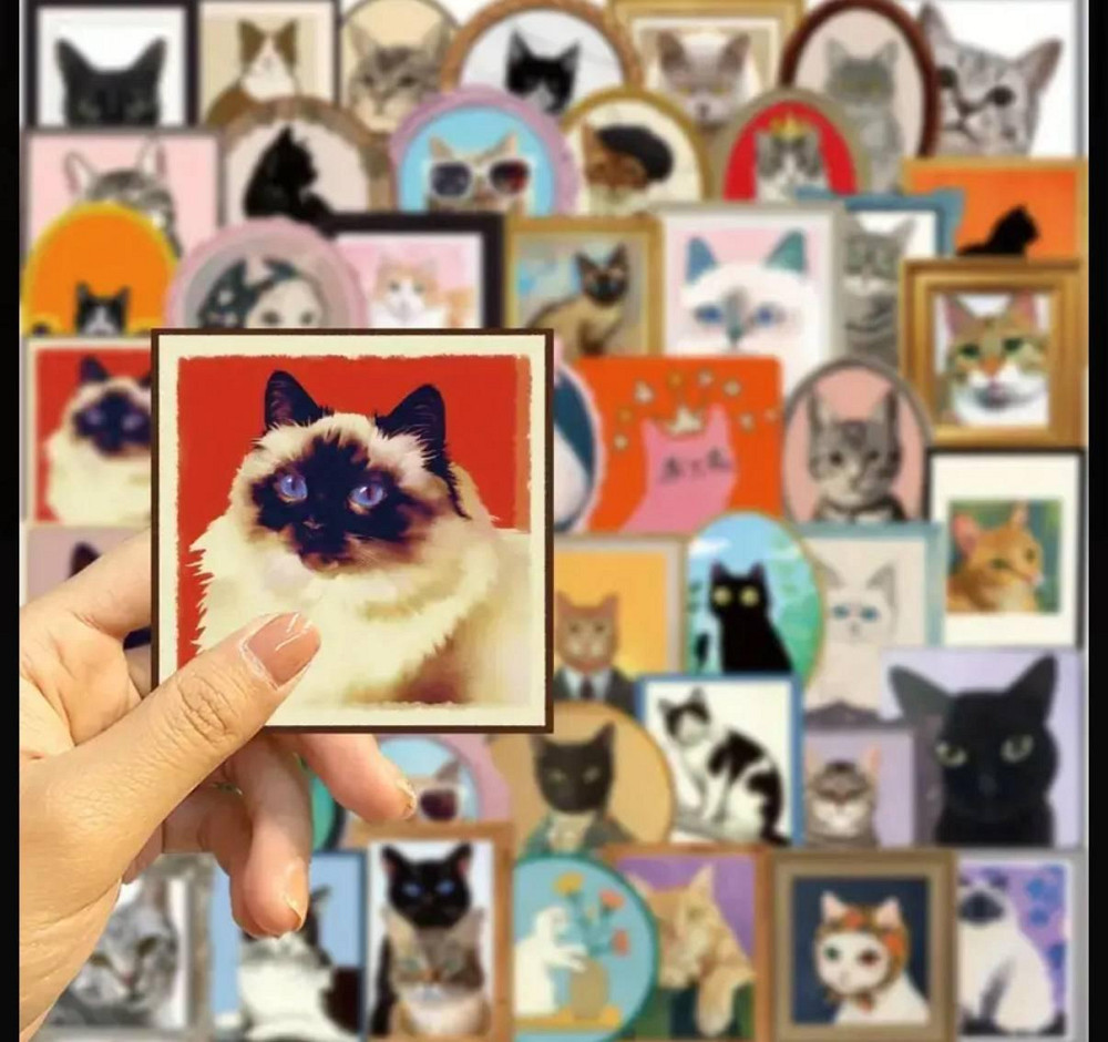 Набір вінтажних наліпок із котами, 50 шт Київ - фото 4