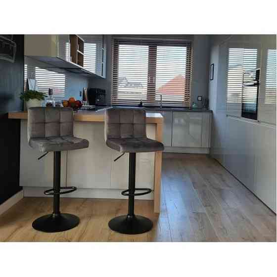 Барный стул BONRO B-0106 велюр регулируемый стульчик кресло для кухни, барной стойки Серый Киев