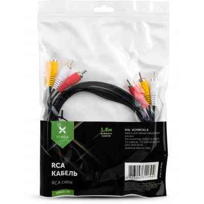 Кабель мультимедійний 3RCA to 3RCA 1.8m Vinga (VCP3RCA1.8) Вінниця