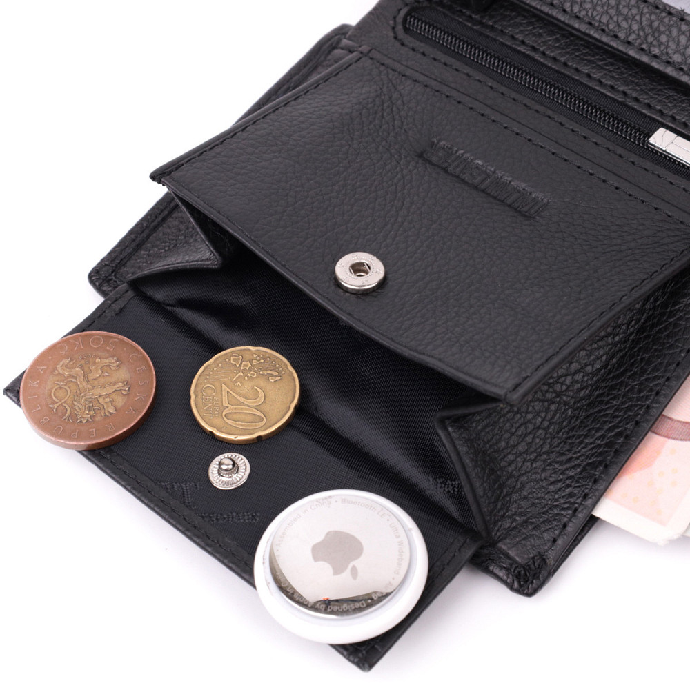 Бумажник вертикального формата из натуральной кожи ST Leather 22474 Черный Киев - изображение 8