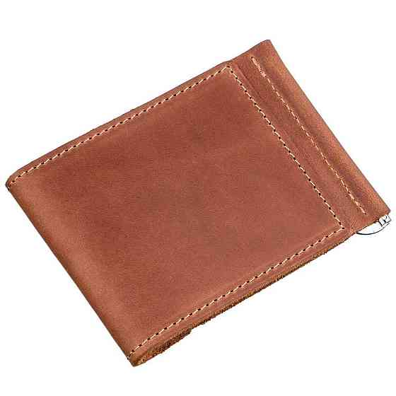 Компактный зажим для денег винтажный Рыжий (GRANDE PELLE) Киев