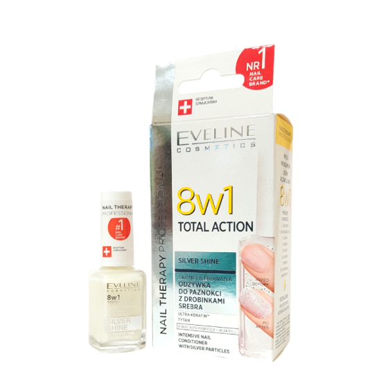 Лікувальний лак для нігтів Eveline 8 в 1 Silver Shine Здорові нігті Запоріжжя
