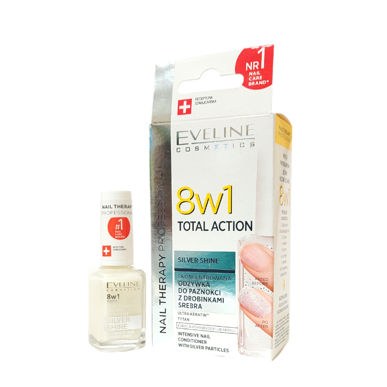Лікувальний лак для нігтів Eveline 8 в 1 Silver Shine Здорові нігті Запоріжжя - фото 1
