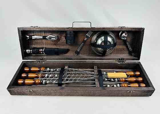 Подарунковий набір шампурів в дерев'яному кейсі для пікніка РОБІНЗОН HAPPY DAYS Тернопіль