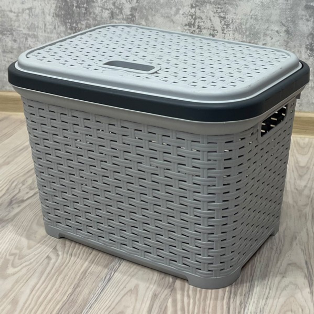 Корзина для белья 15 л Simple серая Харьков - изображение 2