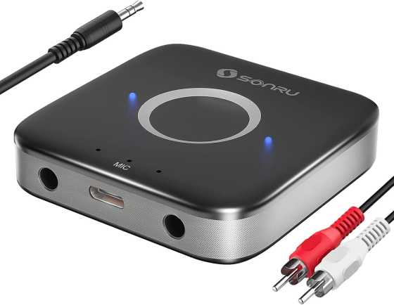 Bluetooth 5.3 адаптер-ресивер SONRU AUX RCA для авто та дому Hi-Fi аудіоприймач з шумозаглушенням та акумулятором Київ