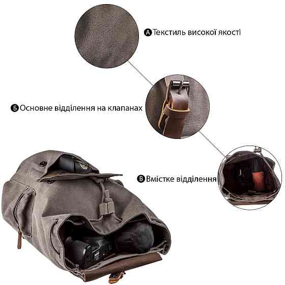 Рюкзак текстильний похідний Vintage 20133 Сірий Київ