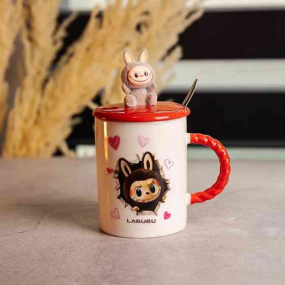 Yiwu Кубок порцелянова з кришкою і ложкою Labubu 400 (мл) подарункова кружка прикольна чашка дл Коломия
